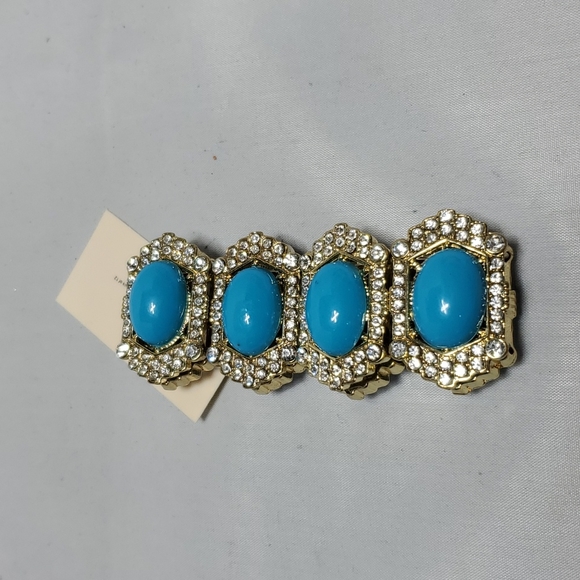 Devan gold-turq-rhinestone stretch bracelet - Picture 3 of 3